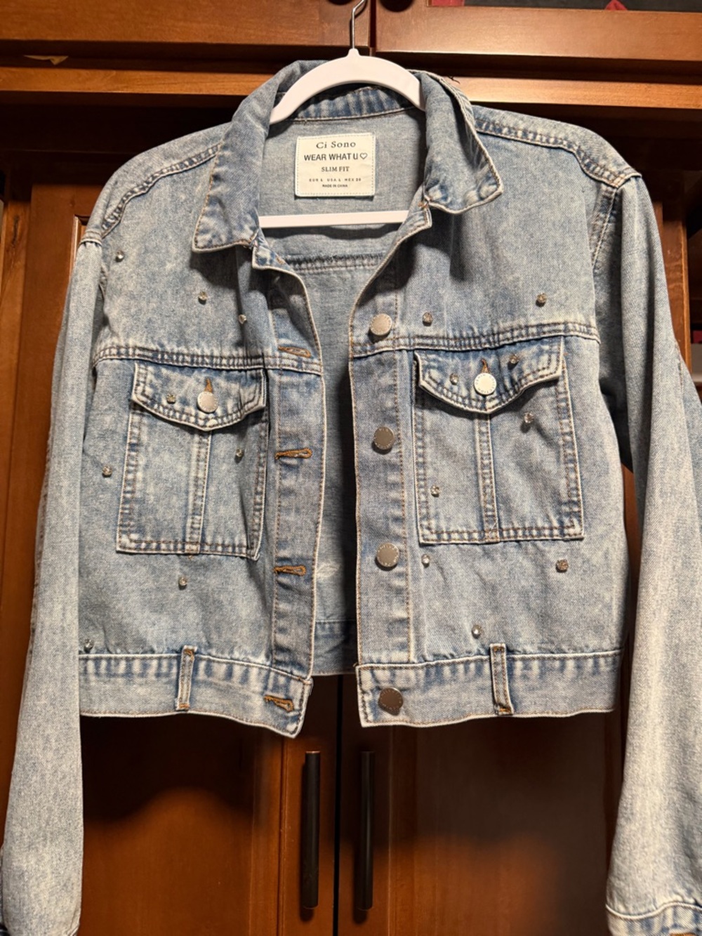 Ci Sono Light Blue Studded Denim Jacket